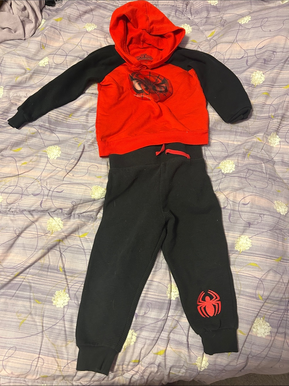 Marvel Red and Black Spider Logo Kids Sweatpants & Hoodie Set
